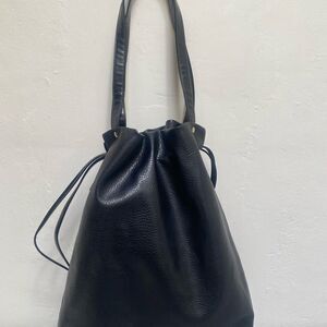 Elegant Black Leather Tote Bag generous size